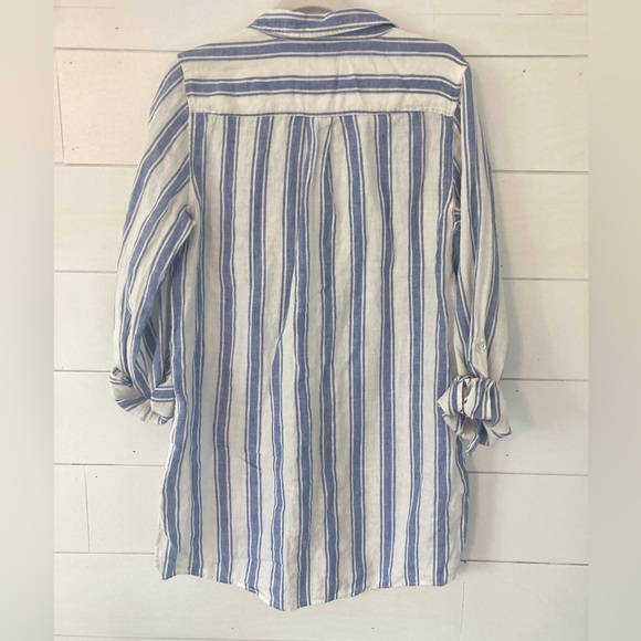 St.Tropez 100% Linen striped button up shirt size Large - Picture 2 of 3